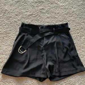 William B High-Waisted Black Shorts with Belt